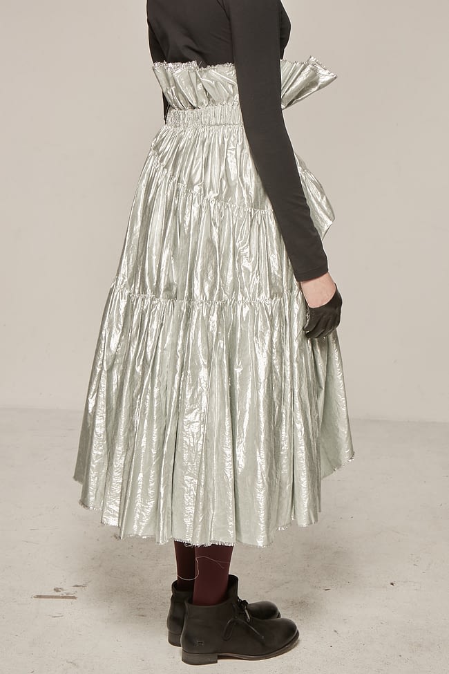 Ivan Grundahl avantgarde silver ruffle skirt