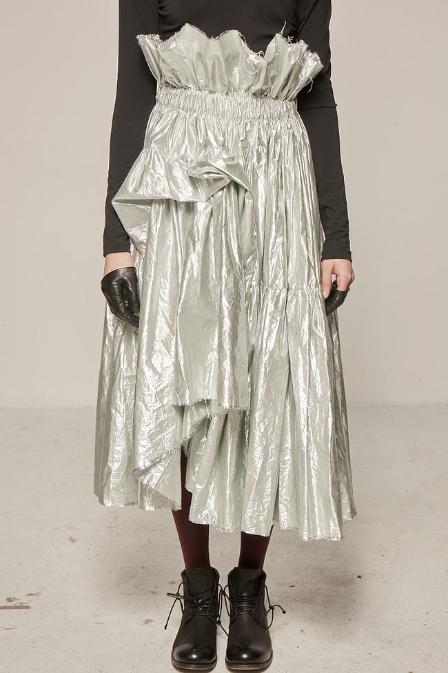 Ivan Grundahl avantgarde silver ruffle skirt