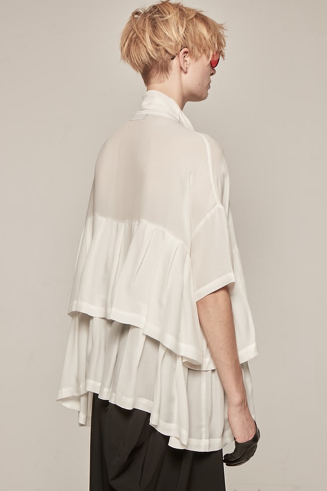 Ivan Grundahl avantgarde oversized silk ruffle blouse