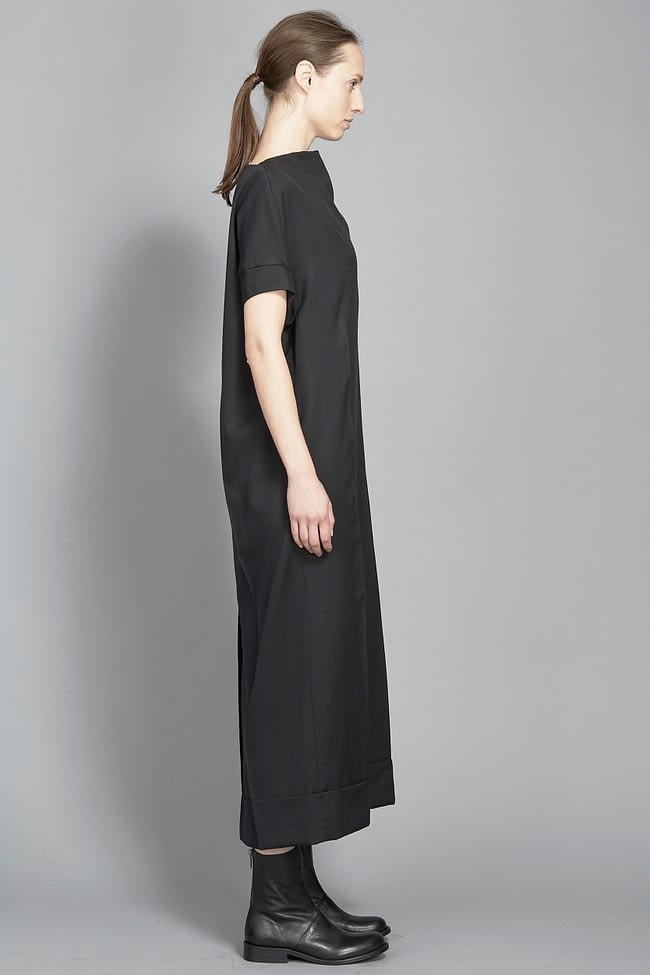 IVAN GRUNDAHL avantgarde black wool suiting dress